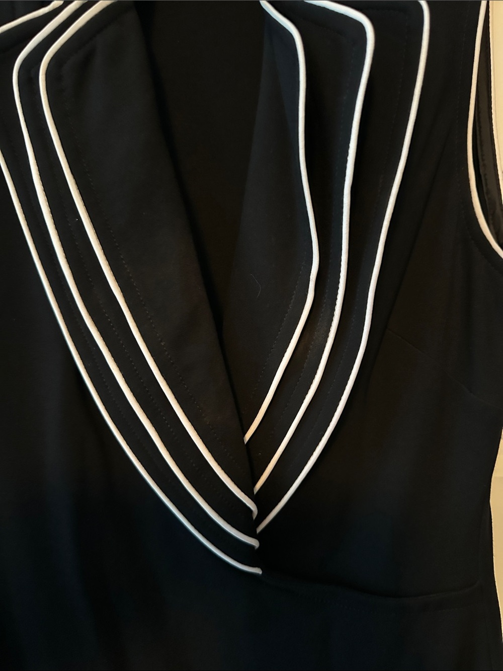 Joseph Ribkoff Black Sleeveless Sheath Dress with White Piping - Picture 3 of 4